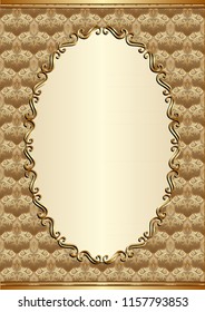 vintage background with old-fashioned pattern and golden frame