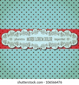 Vintage background with ornamental frame on dotted pattern