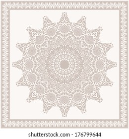 Vintage background, ornamental pattern with frame.  EPS-8. Original author's design, hand-drawn.