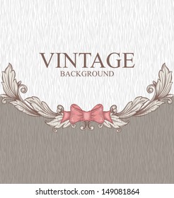 Vintage background with ornaments and a bow