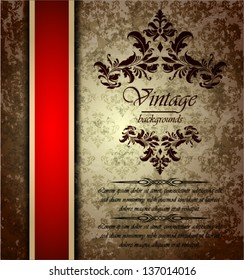 vintage background, ornate card design for greeting card, menu, cover, invitation.