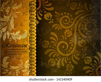 vintage background, ornate card design for greeting card, menu, cover, invitation.