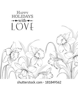 Vintage background, ornate card design for holiday card. Vector 