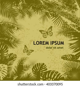 Vintage background with palm trees. Vector