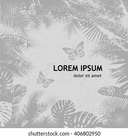 Vintage background with palm trees. Vector