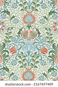 vintage background pastel green baroque pattern. Ornamental Vector illustration.