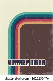Vintage Background, Pattern from the 1970s, Vintage Color Lines, Grunge Texture