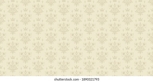 Vintage background pattern with floral ornaments. Damask. Seamless wallpaper texture. Vector image