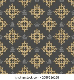 Patrón de fondo vintage al estilo real. Ilustración vectorial para sus proyectos de diseño, patrón sin fisuras, texturas de papel pintado con diseño plano.