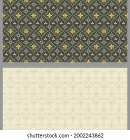 Vintage background patterns with floral elements. Set. Wallpaper. Seamless pattern, texture. Vector image