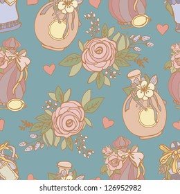 vintage background with perfume bottles