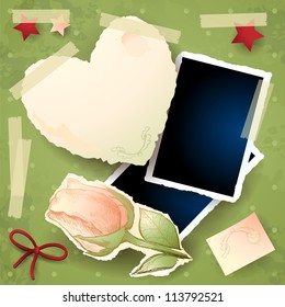 Vintage background with photo frames, vector
