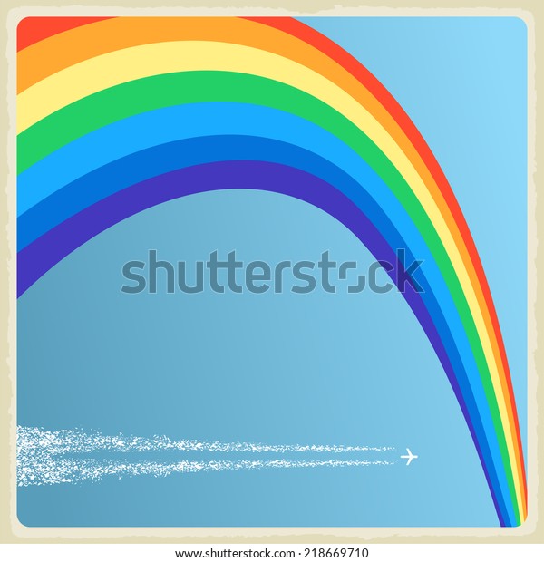Download 「Vintage Background Plane Rainbow Vector Illustration」のベクター画像素材（ロイヤリティフリー） 218669710