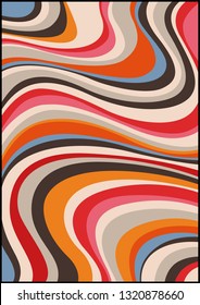 Vintage Background Psychedelic Colors Wavy Pattern from the 1960s 