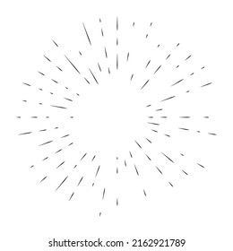 Fondo vintage de líneas radiales para el cómic. Estallido de estrella monocroma. Explosión de fuegos artificiales, emblema, logo. Ilustración del vector