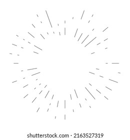 Vintage background of radial lines for comic. Monochrome star burst. Firework explosion, emblem, logo. Vector illustration