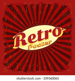 Vintage background rays of the sun. Vintage, grunge style. Label design a poster for text red yellow vector