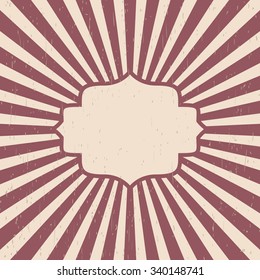 Vintage background rays of the sun. Vintage, grunge style. Label design a poster for text vector violet