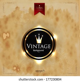 Vintage background, red, gold, old paper