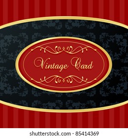 Vintage background with red and golden elements vector