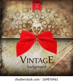 vintage background with red ribbon