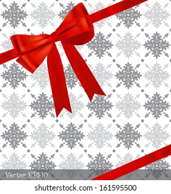 Vintage background with red ribbon. Vector illustration.