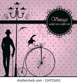 Vintage background with retro bicycle
