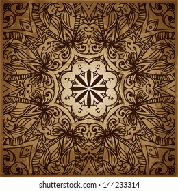 Vintage background. Retro greeting card, invitation with lace and floral ornaments, beautiful, luxury postcard, old paper, page cover, template for design. Pattern element at retro grunge background.