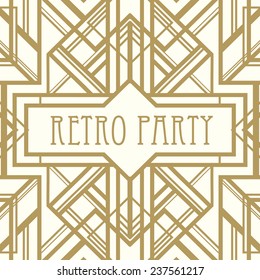Vintage background. Retro style seamless pattern in gold and white. 1920s 