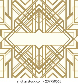 Vintage background. Retro style seamless pattern in gold and white. 1920s 