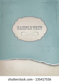 Vintage background with ripped old paper. Vector illustration.