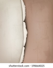Vintage background with ripped old paper. Vector illustration.