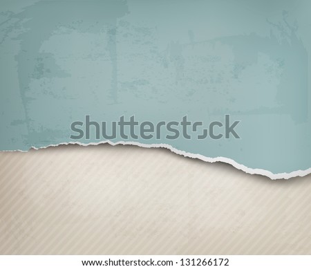 Vintage background with ripped old paper. Vector illustration.