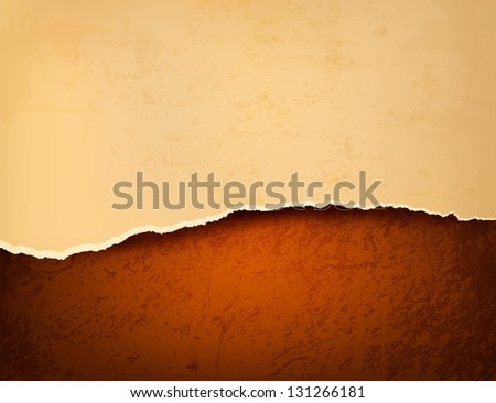 Vintage background with ripped old paper. Vector illustration.