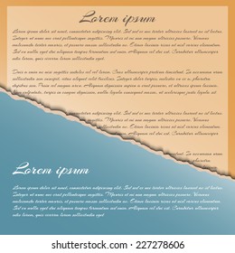 Vintage background with ripped torn old paper. Vintage card presentation. Vector illustration EPS10.