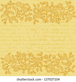 Vintage background with rose doodle border