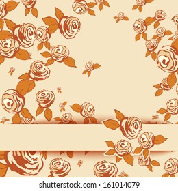Vintage background with roses. Vector illustration.