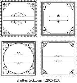 Vintage Background Set - Set of four ornate victorian backgrounds.  Each element is grouped individually.  Repeating border brushes are included in brushes window.