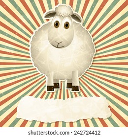 Vintage background with sheep. Vector illustration.