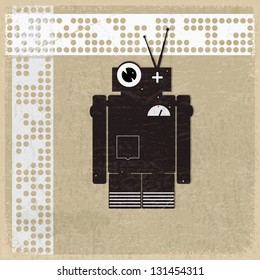 Vintage background with the silhouette of a robot