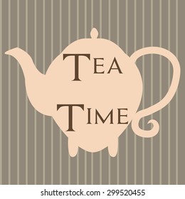 Vintage background with a silhouette of a teapot. Vector illustration