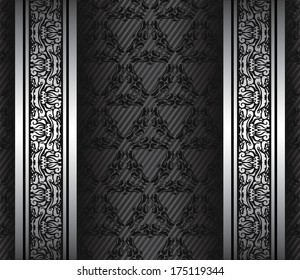 Vintage background with silver borders. Seamless wallpaper        