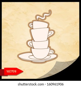 Vintage background with sketch cups - vector