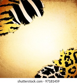 Vintage background with some animal print patterns, copyspace for your text