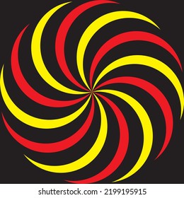 Vintage Hintergrund mit Streifen. Vektorgrafik mit Sonnenbrand. Sonnenaufgang auf horizontalem, rotem Hintergrund. Drehende Spiralstreifen.
