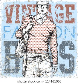 Vintage background with stylish dude.