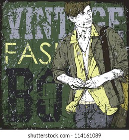 Vintage background with stylish dude.