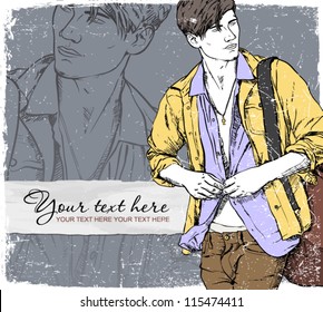 Vintage background with stylish dude.