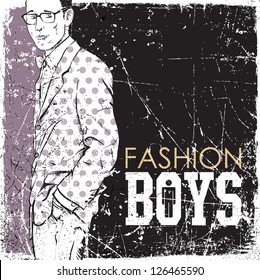 Vintage background with stylish dude.