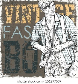 Vintage background with stylish dude.